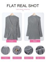 Dokotoo Womens Gray Chunky Cable Knit Casual Cardigan Solid Color Button Down Open Front Loose Sweater Outwear Size Large US 12-14 - Image 12